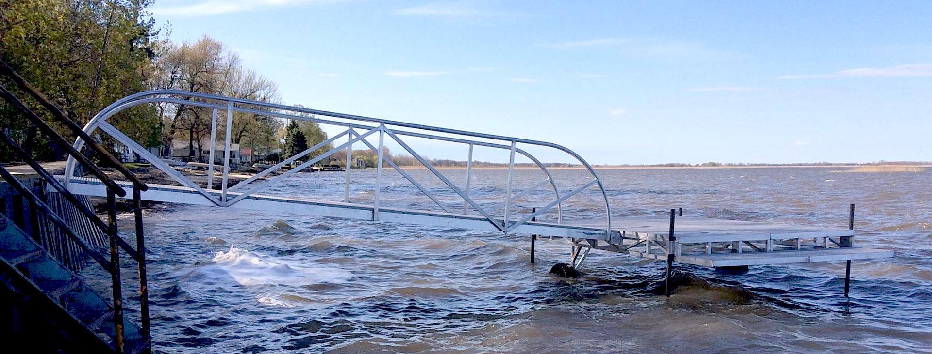 Custom Aluminum Gangway on Lake Huron, Designed and Fabricated by Arc Rite Welding near Bay City, Michigan.